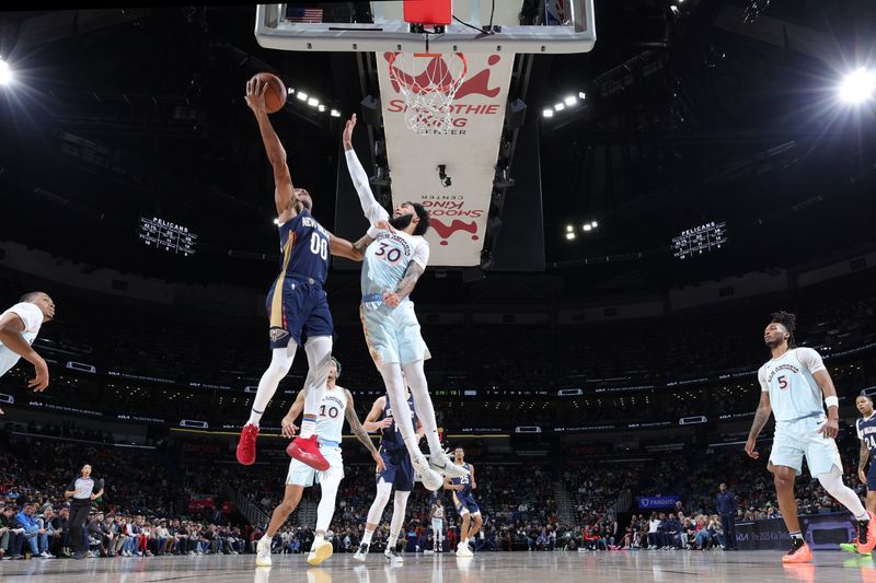 NEW ORLEANS, LA - FEBRUARY 23:  Bruce Brown #00 of the New Orleans Pelicans shoots the ball during the game against the San Antonio Spurs on February 23, 2025 at the Smoothie King Center in New Orleans, Louisiana. NOTE TO USER: User expressly acknowledges and agrees that, by downloading and or using this Photograph, user is consenting to the terms and conditions of the Getty Images License Agreement. Mandatory Copyright Notice: Copyright 2025 NBAE (Photo by Jeff Haynes/NBAE via Getty Images)