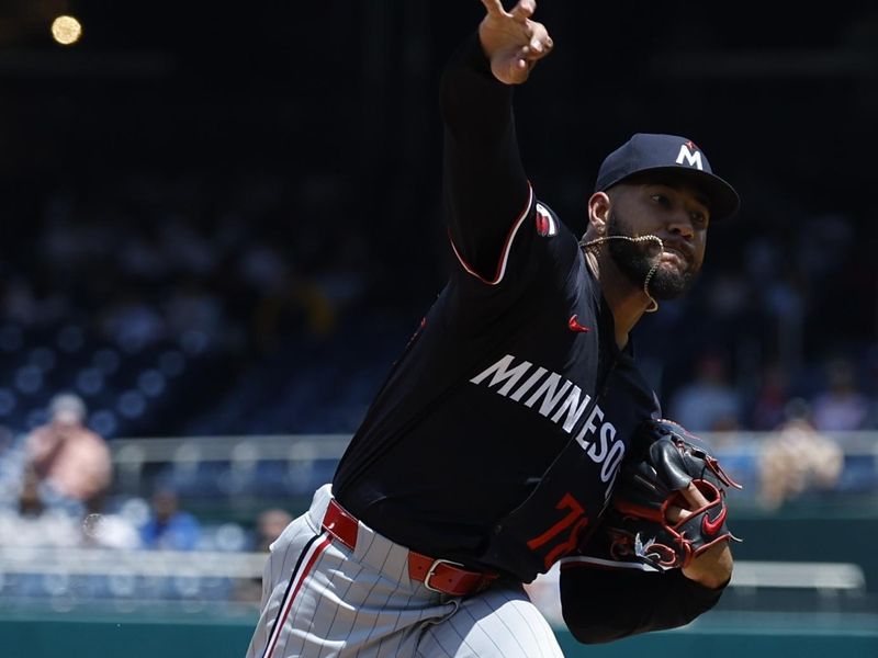 May 22, 2024; Washington, District of Columbia, USA; Minnesota Twins starting pitcher Simeon Woods Richardson (78) pitches against the Washington Nationals during the first inning at Nationals Park. Mandatory Credit: Geoff Burke-USA TODAY Sports