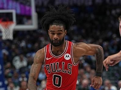 DALLAS, TX - NOVEMBER 1: Coby White #0 of the Chicago Bulls dribbles the ball during the game against the Dallas Mavericks on November 1, 2023 at the American Airlines Center in Dallas, Texas. NOTE TO USER: User expressly acknowledges and agrees that, by downloading and or using this photograph, User is consenting to the terms and conditions of the Getty Images License Agreement. Mandatory Copyright Notice: Copyright 2023 NBAE (Photo by Glenn James/NBAE via Getty Images)