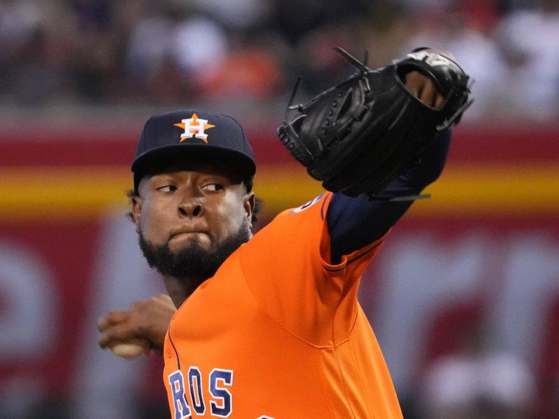 Oct 1, 2023; Phoenix, Arizona, USA; Houston Astros starting pitcher Cristian Javier (53) pitches against the Arizona Diamondbacks during the second inning at Chase Field. Mandatory Credit: Joe Camporeale-USA TODAY Sports