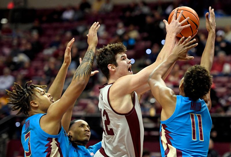 Feb 18, 2023; Tallahassee, Florida, USA; Boston College Eagles forward Quinten Post shoots the ball during the second half against the Florida State Seminoles at Donald L. Tucker Center. Mandatory Credit: Melina Myers-USA TODAY Sports