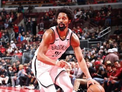 CHICAGO, IL - NOVEMBER 3: Spencer Dinwiddie #26 of the Brooklyn Nets dribbles the ball during the game against the Chicago Bulls during the In-Season Tournament on November 3, 2023 at United Center in Chicago, Illinois. NOTE TO USER: User expressly acknowledges and agrees that, by downloading and or using this photograph, User is consenting to the terms and conditions of the Getty Images License Agreement. Mandatory Copyright Notice: Copyright 2023 NBAE (Photo by Jeff Haynes/NBAE via Getty Images)