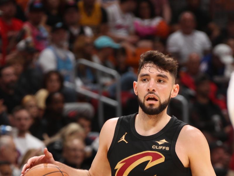 MIAMI, FL - JANUARY 29: Ty Jerome #2 of the Cleveland Cavaliers handles the ball during the game against the Miami Heat on January 29, 2025 at Kaseya Center in Miami, Florida. NOTE TO USER: User expressly acknowledges and agrees that, by downloading and or using this Photograph, user is consenting to the terms and conditions of the Getty Images License Agreement. Mandatory Copyright Notice: Copyright 2025 NBAE (Photo by Issac Baldizon/NBAE via Getty Images)