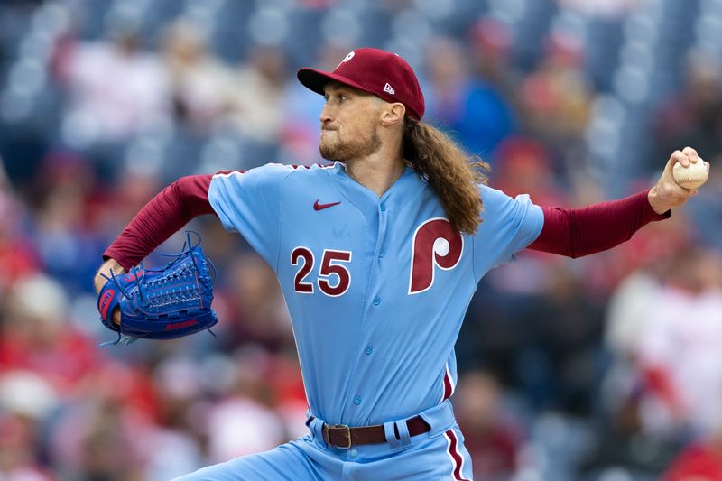 Apr 27, 2023; Philadelphia, Pennsylvania, USA; Philadelphia Phillies starting pitcher Matt Strahm (25) throws a pitch during the first inning against the Seattle Mariners at Citizens Bank Park. Mandatory Credit: Bill Streicher-USA TODAY Sports