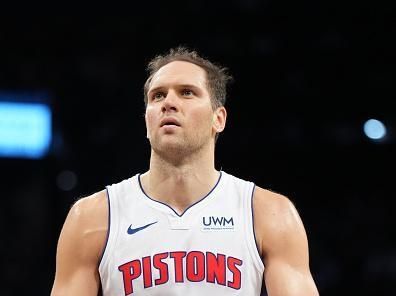 BROOKLYN, NY - DECEMBER 23: Bojan Bogdanovic #44 of the Detroit Pistons shoots a free throw during the game against the Brooklyn Nets on December 23, 2023 at Barclays Center in Brooklyn, New York. NOTE TO USER: User expressly acknowledges and agrees that, by downloading and or using this Photograph, user is consenting to the terms and conditions of the Getty Images License Agreement. Mandatory Copyright Notice: Copyright 2023 NBAE (Photo by Jesse D. Garrabrant/NBAE via Getty Images)