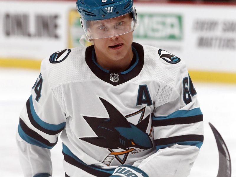 Mar 14, 2024; Pittsburgh, Pennsylvania, USA; San Jose Sharks center Mikael Granlund (64) warms up against the Pittsburgh Penguins at PPG Paints Arena. Mandatory Credit: Charles LeClaire-USA TODAY Sports