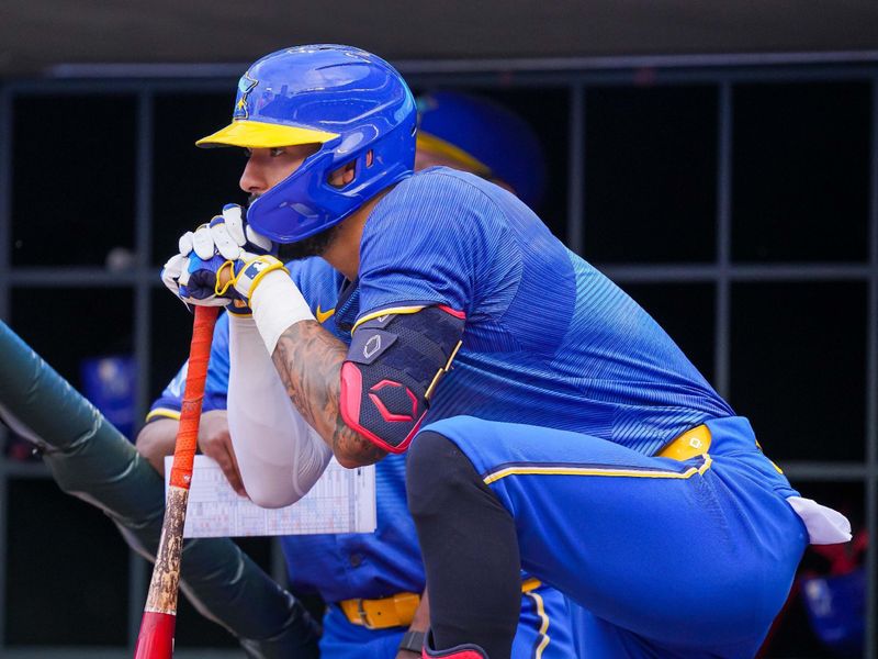 Jun 14, 2024; Minneapolis, Minnesota, USA; Minnesota Twins shortstop Carlos Correa (4) wearing the new city connect jersey against the Oakland Athletics in the first inning at Target Field. Mandatory Credit: Brad Rempel-USA TODAY Sports