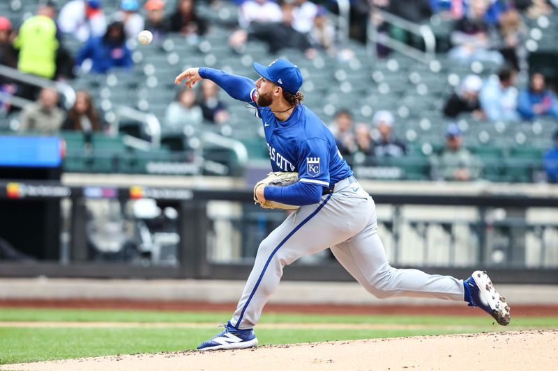 Apr 13, 2024; New York City, New York, USA;  Kansas City Royals starting pitcher Alec Marsh (48) pitches in the first inning against the New York Mets at Citi Field. Mandatory Credit: Wendell Cruz-USA TODAY Sports