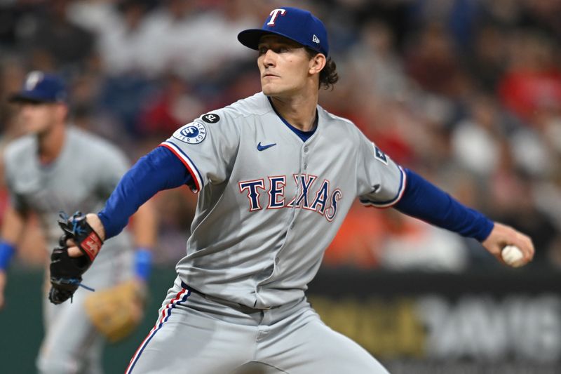 Sep 27, 2025; Cleveland, Ohio, USA; Texas Rangers starting pitcher Jacob Latz (67) throws a pitch against the Cleveland Guardians during the first inning at Progressive Field. Mandatory Credit: Ken Blaze-Imagn Images