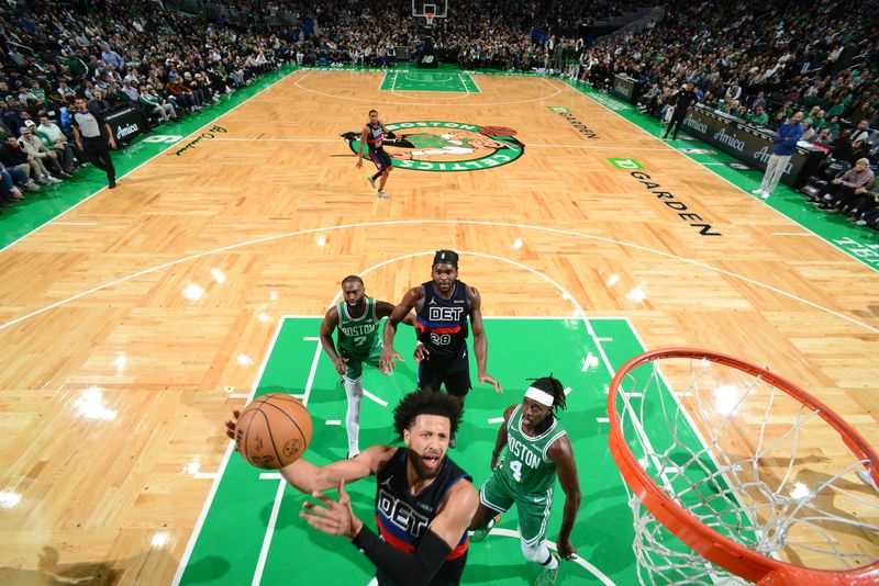 BOSTON, MA - DECEMBER 12: Cade Cunningham #2 of the Detroit Pistons drives to the basket during the game against the Boston Celtics on December 12, 2024 at TD Garden in Boston, Massachusetts. NOTE TO USER: User expressly acknowledges and agrees that, by downloading and/or using this Photograph, user is consenting to the terms and conditions of the Getty Images License Agreement. Mandatory Copyright Notice: Copyright 2024 NBAE (Photo by Brian Babineau/NBAE via Getty Images)