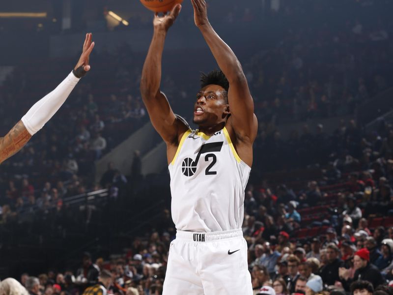 PORTLAND, OR - DECEMBER 6: Collin Sexton #2 of the Utah Jazz shoots the ball during the game against the Portland Trail Blazers on December 6, 2024 at the Moda Center Arena in Portland, Oregon. NOTE TO USER: User expressly acknowledges and agrees that, by downloading and or using this photograph, user is consenting to the terms and conditions of the Getty Images License Agreement. Mandatory Copyright Notice: Copyright 2024 NBAE (Photo by Cameron Browne/NBAE via Getty Images)