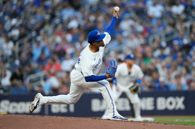 Jun 4, 2024; Toronto, Ontario, CAN; Toronto Blue Jays pitcher Genesis Cabrera (92) pitches to the Baltimore Orioles during the third inning at Rogers Centre. Mandatory Credit: John E. Sokolowski-USA TODAY Sports