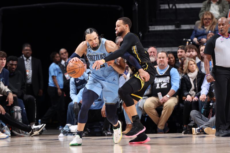 MEMPHIS, TN - MARCH 18: Dillon Brooks #24 of the Memphis Grizzlies dribbles the ball during the game against the Golden State Warriors on March 18, 2023 at FedExForum in Memphis, Tennessee. NOTE TO USER: User expressly acknowledges and agrees that, by downloading and or using this photograph, User is consenting to the terms and conditions of the Getty Images License Agreement. Mandatory Copyright Notice: Copyright 2023 NBAE (Photo by Joe Murphy/NBAE via Getty Images)