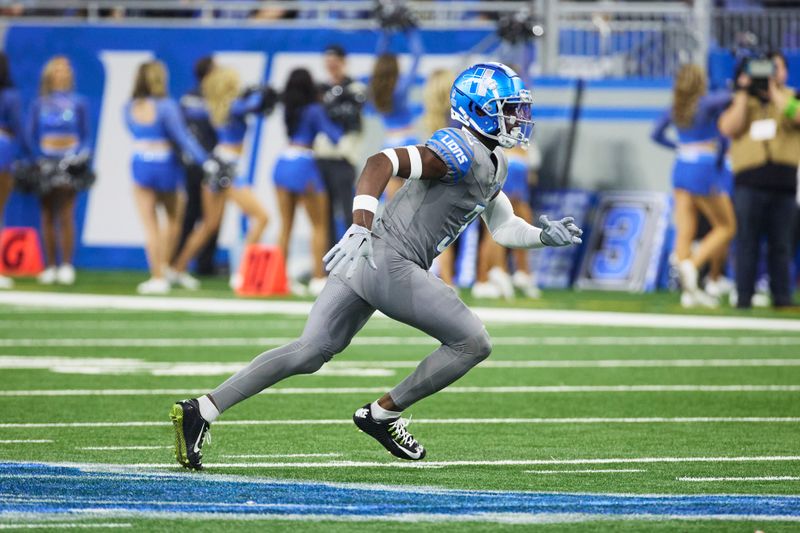 Detroit Lions safety Kerby Joseph (31) pursues a play on defense against the Minnesota Vikings during an NFL football game at Ford Field in Detroit, Sunday, Jan. 7, 2024. (AP Photo/Rick Osentoski)