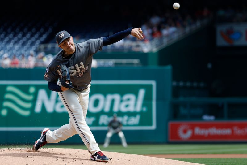 Apr 5, 2023; Washington, District of Columbia, USA; Washington Nationals starting pitcher Patrick Corbin (46) pitches against the Tampa Bay Rays during the first inning at Nationals Park. Mandatory Credit: Geoff Burke-USA TODAY Sports