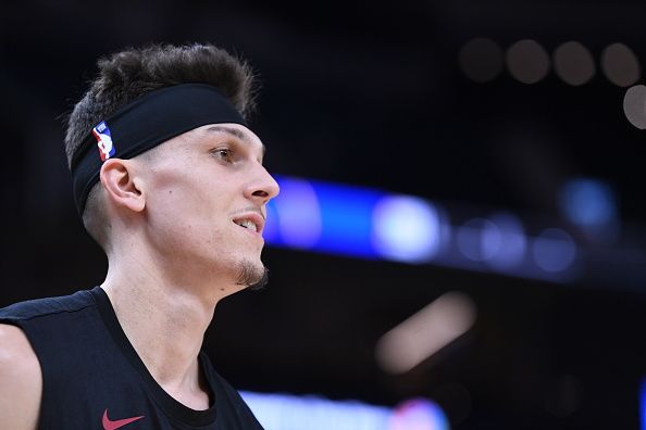 SAN FRANCISCO, CA - DECEMBER 28: Tyler Herro #14 of the Miami Heat warms up before the game against the Golden State Warriors on December 28, 2023 at Chase Center in San Francisco, California. NOTE TO USER: User expressly acknowledges and agrees that, by downloading and or using this photograph, user is consenting to the terms and conditions of Getty Images License Agreement. Mandatory Copyright Notice: Copyright 2023 NBAE (Photo by Noah Graham/NBAE via Getty Images)