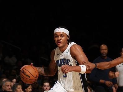 WASHINGTON, DC -? DECEMBER 26: Paolo Banchero #5 of the Orlando Magic goes to the basket during the game  on December 26, 2023 at Capital One Arena in Washington, DC. NOTE TO USER: User expressly acknowledges and agrees that, by downloading and or using this Photograph, user is consenting to the terms and conditions of the Getty Images License Agreement. Mandatory Copyright Notice: Copyright 2023 NBAE (Photo by Stephen Gosling/NBAE via Getty Images)