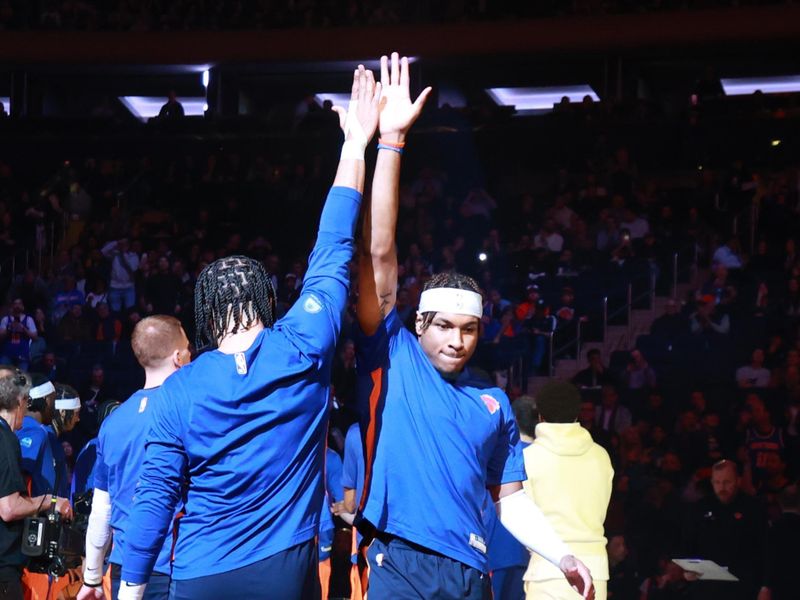 NEW YORK, NY - APRIL 4: Miles McBride #2 of the New York Knicks is introduced before the game against the Sacramento Kings on April 4, 2024 at Madison Square Garden in New York City, New York.  NOTE TO USER: User expressly acknowledges and agrees that, by downloading and or using this photograph, User is consenting to the terms and conditions of the Getty Images License Agreement. Mandatory Copyright Notice: Copyright 2024 NBAE  (Photo by Nathaniel S. Butler/NBAE via Getty Images)