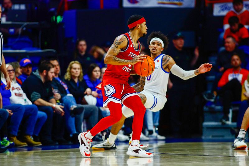 Feb 17, 2024; Boise, Idaho, USA; Fresno State Bulldogs guard Isaiah Hill (3) during the second half against the Boise State Broncos at ExtraMile Arena.Boise State defeats Fresno State 90-66.  Mandatory Credit: Brian Losness-USA TODAY Sports
