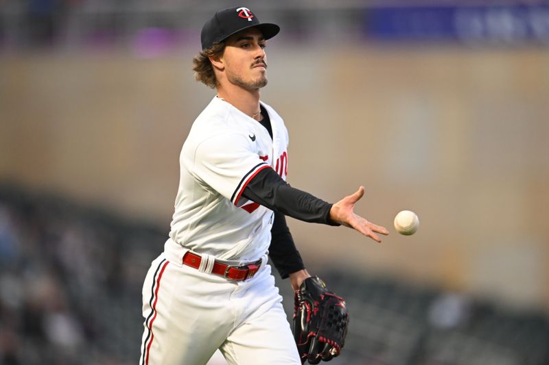 Apr 25, 2023; Minneapolis, Minnesota, USA; Minnesota Twins starting pitcher Joe Ryan (41) throws the ball against the New York Yankees during the fourth inning at Target Field. Mandatory Credit: Jeffrey Becker-USA TODAY Sports