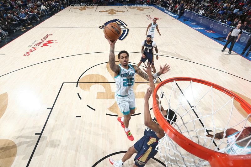 NEW ORLEANS, LA - JANUARY 17: P.J. Washington #25 of the Charlotte Hornets shoots the ball during the game against the New Orleans Pelicans on January 17, 2024 at the Smoothie King Center in New Orleans, Louisiana. NOTE TO USER: User expressly acknowledges and agrees that, by downloading and or using this Photograph, user is consenting to the terms and conditions of the Getty Images License Agreement. Mandatory Copyright Notice: Copyright 2024 NBAE (Photo by Layne Murdoch Jr./NBAE via Getty Images)