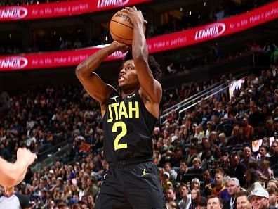 SALT LAKE CITY, UT - NOVEMBER 19: Colin Sexton #2 of the Utah Jazz shoots the ball during the game against the Phoenix Suns on November 19, 2023 at Delta Center in Salt Lake City, Utah. NOTE TO USER: User expressly acknowledges and agrees that, by downloading and or using this Photograph, User is consenting to the terms and conditions of the Getty Images License Agreement. Mandatory Copyright Notice: Copyright 2023 NBAE (Photo by Melissa Majchrzak/NBAE via Getty Images)