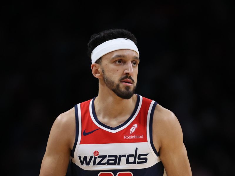 WASHINGTON, DC - JANUARY 08: Landry Shamet #20 of the Washington Wizards dribbles against the Oklahoma City Thunder during the second half at Capital One Arena on January 08, 2024 in Washington, DC. NOTE TO USER: User expressly acknowledges and agrees that, by downloading and or using this photograph, User is consenting to the terms and conditions of the Getty Images License Agreement (Photo by Patrick Smith/Getty Images)