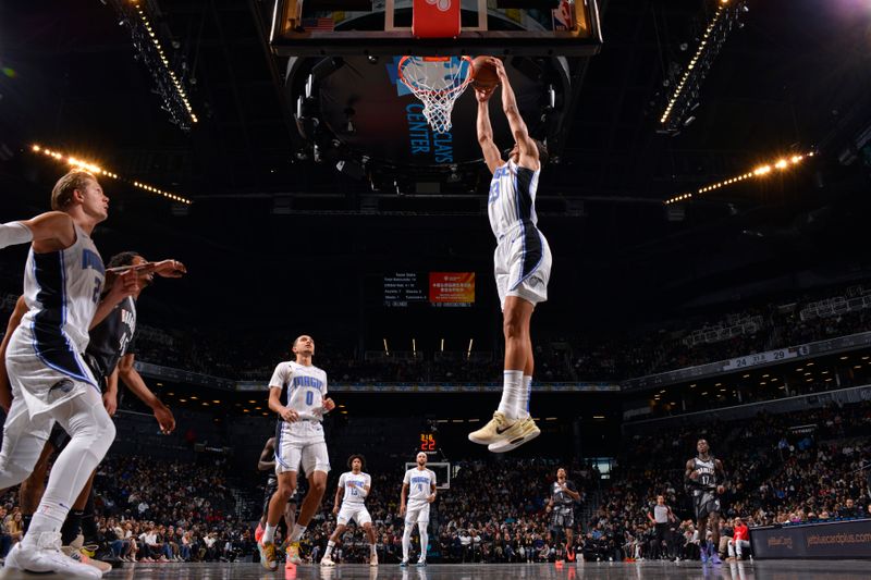 BROOKLYN, NY - DECEMBER 1: Tristan da Silva #23 of the Orlando Magic dunks the ball during the game against the Brooklyn Nets on December 1, 2024 at Barclays Center in Brooklyn, New York. NOTE TO USER: User expressly acknowledges and agrees that, by downloading and or using this Photograph, user is consenting to the terms and conditions of the Getty Images License Agreement. Mandatory Copyright Notice: Copyright 2024 NBAE (Photo by Jesse D. Garrabrant/NBAE via Getty Images)