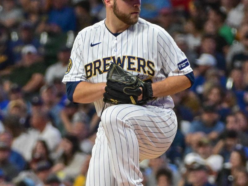 Sep 16, 2023; Milwaukee, Wisconsin, USA; Milwaukee Brewers pitcher Corbin Burnes (39) pitches against the Washington Nationals in the first inning at American Family Field. Mandatory Credit: Benny Sieu-USA TODAY Sports