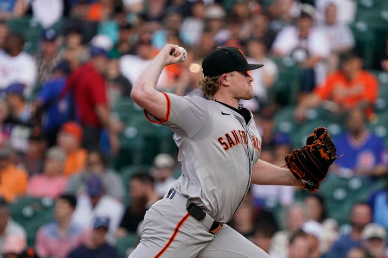 Jun 18, 2024; Chicago, Illinois, USA; San Francisco Giants pitcher Logan Webb (62) throws the ball against the Chicago Cubs during the first inning at Wrigley Field. Mandatory Credit: David Banks-USA TODAY Sports