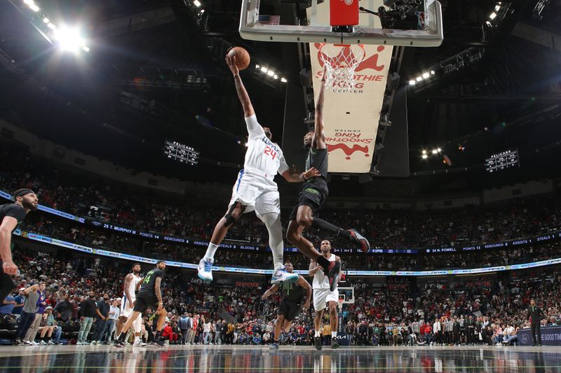 NEW ORLEANS, LA - MARCH 15: Norman Powell #24 of the LA Clippers drives to the basket during the game against the New Orleans Pelicans on March 15, 2024 at the Smoothie King Center in New Orleans, Louisiana. NOTE TO USER: User expressly acknowledges and agrees that, by downloading and or using this Photograph, user is consenting to the terms and conditions of the Getty Images License Agreement. Mandatory Copyright Notice: Copyright 2024 NBAE (Photo by Layne Murdoch Jr./NBAE via Getty Images)