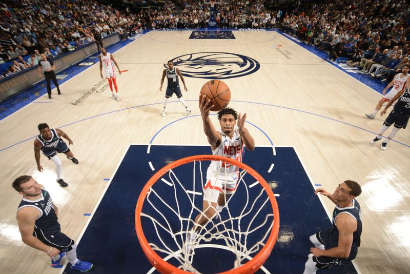 DALLAS, TX - NOVEMBER 7: Cam Thomas #24 of the Brooklyn Nets drives to the basket during the game against the Dallas Mavericks on November 7, 2022 at the American Airlines Center in Dallas, Texas. NOTE TO USER: User expressly acknowledges and agrees that, by downloading and or using this photograph, User is consenting to the terms and conditions of the Getty Images License Agreement. Mandatory Copyright Notice: Copyright 2022 NBAE (Photo by Glenn James/NBAE via Getty Images)