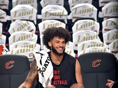 CLEVELAND, OH - NOVEMBER 17: Isaiah Livers #12 of the Detroit Pistons smiles before the game against the Cleveland Cavaliers during the In-Season Tournament on November 17, 2023 at Rocket Mortgage FieldHouse in Cleveland, Ohio. NOTE TO USER: User expressly acknowledges and agrees that, by downloading and/or using this Photograph, user is consenting to the terms and conditions of the Getty Images License Agreement. Mandatory Copyright Notice: Copyright 2023 NBAE (Photo by David Liam Kyle/NBAE via Getty Images)