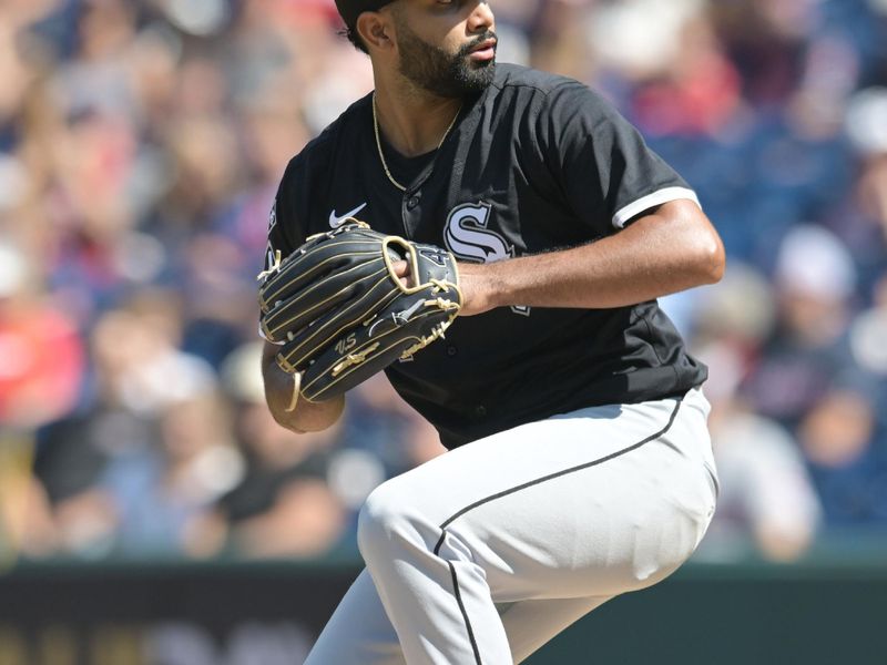 Sep 14, 2025; Cleveland, Ohio, USA; Chicago White Sox starting pitcher Yoendrys Gomez (94) throws a pitch against the Cleveland Guardians during the first inning at Progressive Field. Mandatory Credit: Ken Blaze-Imagn Images