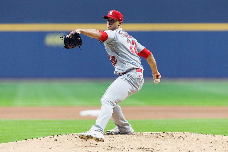 Apr 7, 2023; Milwaukee, Wisconsin, USA;  St. Louis Cardinals pitcher Jack Flaherty (22) throws a pitch during the first inning against the Milwaukee Brewers at American Family Field. Mandatory Credit: Jeff Hanisch-USA TODAY Sports