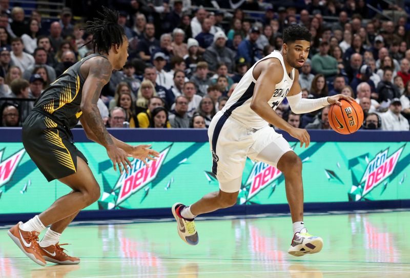 Jan 1, 2023; University Park, Pennsylvania, USA; Penn State Nittany Lions guard Camren Wynter (11) dribbles the ball during the first half against the Iowa Hawkeyes at Bryce Jordan Center. Mandatory Credit: Matthew OHaren-USA TODAY Sports