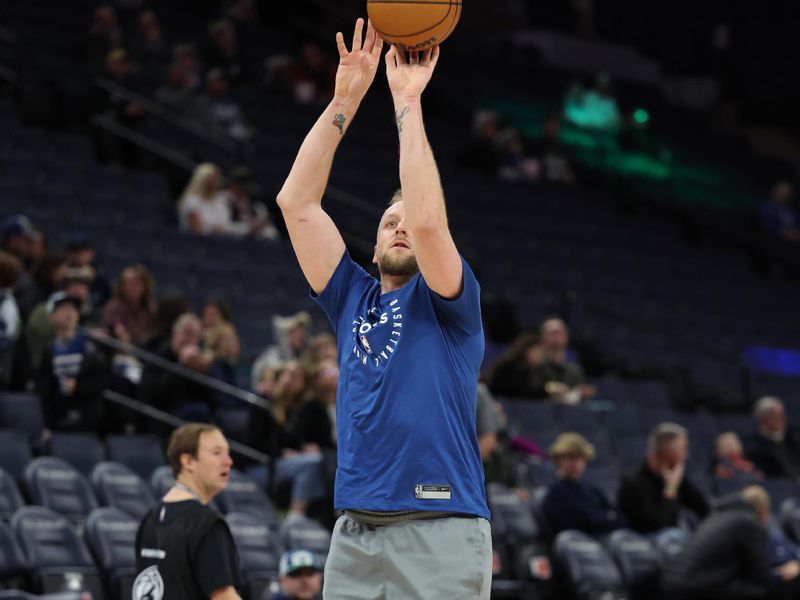 MINNEAPOLIS, MN -  FEBRUARY 1:  Joe Ingles #7 of the Minnesota Timberwolves warms up before the game against the Washington Wizards on February 1, 2025 at Target Center in Minneapolis, Minnesota. NOTE TO USER: User expressly acknowledges and agrees that, by downloading and or using this Photograph, user is consenting to the terms and conditions of the Getty Images License Agreement. Mandatory Copyright Notice: Copyright 2025 NBAE (Photo by Ellen Schmidt/NBAE via Getty Images)