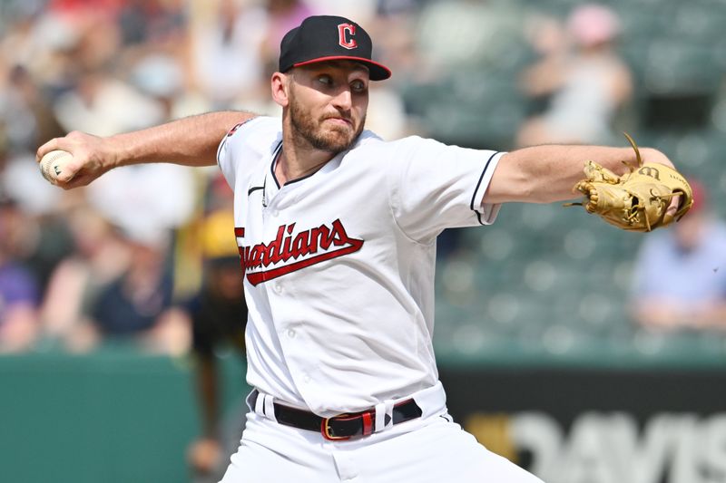 Jun 25, 2023; Cleveland, Ohio, USA; Cleveland Guardians relief pitcher Trevor Stephan (37) throws a pitch during the tenth inning against the Milwaukee Brewers at Progressive Field. Mandatory Credit: Ken Blaze-USA TODAY Sports