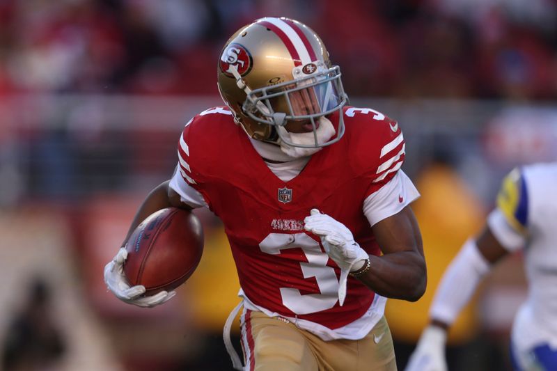 San Francisco 49ers wide receiver Ray-Ray McCloud III plays against the Los Angeles Rams during the first half of an NFL football game in Santa Clara, Calif., Sunday, Jan. 7, 2024. (AP Photo/Jed Jacobsohn)