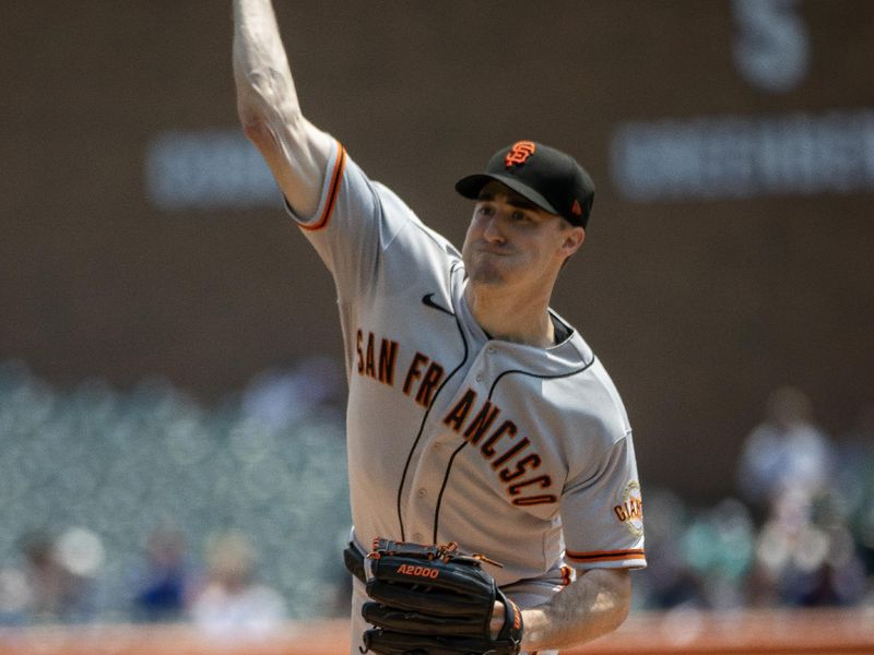 Jul 24, 2023; Detroit, Michigan, USA; San Francisco Giants starting pitcher Ross Stripling (48) throws in the first inning against the Detroit Tigers at Comerica Park. Mandatory Credit: David Reginek-USA TODAY Sports