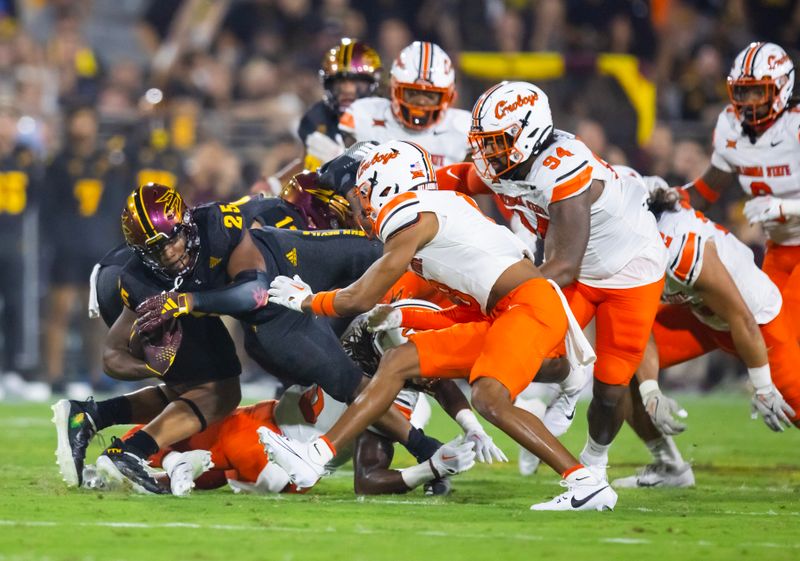 Sep 9, 2023; Tempe, Arizona, USA; Arizona State Sun Devils running back DeCarlos Brooks (25) against the Oklahoma State Cowboys in the first half at Mountain America Stadium. Mandatory Credit: Mark J. Rebilas-USA TODAY Sports