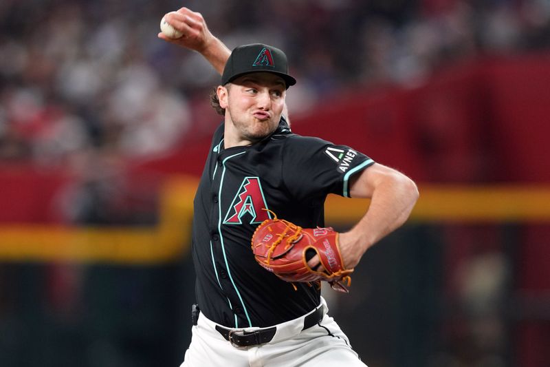 May 4, 2024; Phoenix, Arizona, USA; Arizona Diamondbacks pitcher Brandon Pfaadt (32) pitches against the San Diego Padres during the seventh inning at Chase Field. Mandatory Credit: Joe Camporeale-USA TODAY Sports