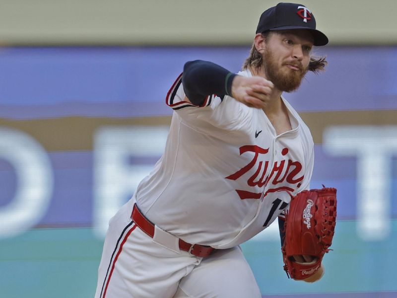 Aug 3, 2024; Minneapolis, Minnesota, USA; Minnesota Twins starting pitcher Bailey Ober (17) throws against the Chicago White Sox in the second inning at Target Field. Mandatory Credit: Bruce Kluckhohn-USA TODAY Sports