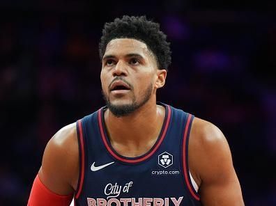 PHILADELPHIA, PA - NOVEMBER 21: Tobias Harris #12 of the Philadelphia 76ers shoots a free throw during the game against the Cleveland Cavaliers during the In-Season Tournament on November 21, 2023 at the Wells Fargo Center in Philadelphia, Pennsylvania NOTE TO USER: User expressly acknowledges and agrees that, by downloading and/or using this Photograph, user is consenting to the terms and conditions of the Getty Images License Agreement. Mandatory Copyright Notice: Copyright 2023 NBAE (Photo by Jesse D. Garrabrant/NBAE via Getty Images)