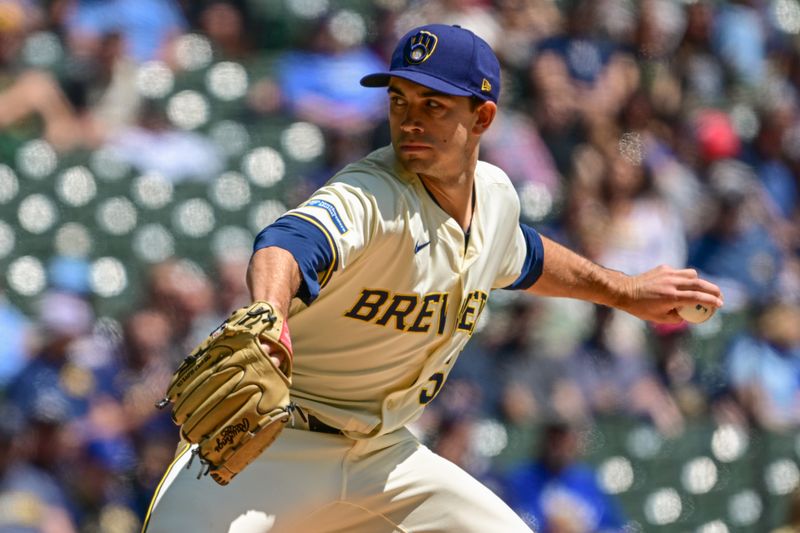 May 15, 2024; Milwaukee, Wisconsin, USA; Milwaukee Brewers pitcher Robert Gasser (54) throws a pitch in the first inning against the Pittsburgh Pirates at American Family Field. Mandatory Credit: Benny Sieu-USA TODAY Sports
