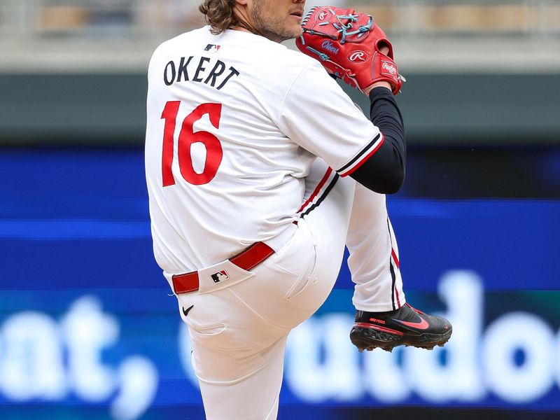 May 16, 2024; Minneapolis, Minnesota, USA; Minnesota Twins relief pitcher Steven Okert (16) delivers a pitch against the New York Yankees during the eighth inning at Target Field. Mandatory Credit: Matt Krohn-USA TODAY Sports