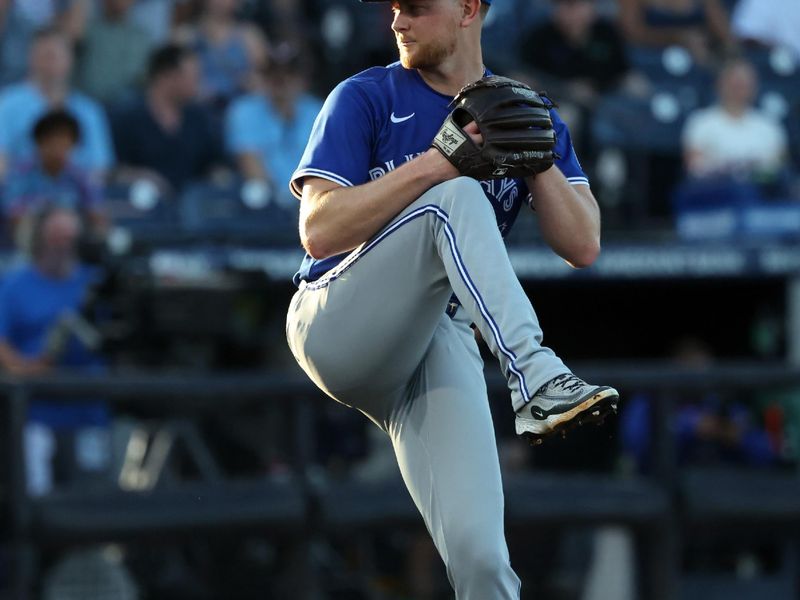 May 23, 2025; St. Petersburg, Florida, USA;  Toronto Blue Jays starting pitcher Eric Lauer (56) throws a pitch against the Toronto Blue Jays during the first inning at George M. Steinbrenner Field. Mandatory Credit: Kim Klement Neitzel-Imagn Images