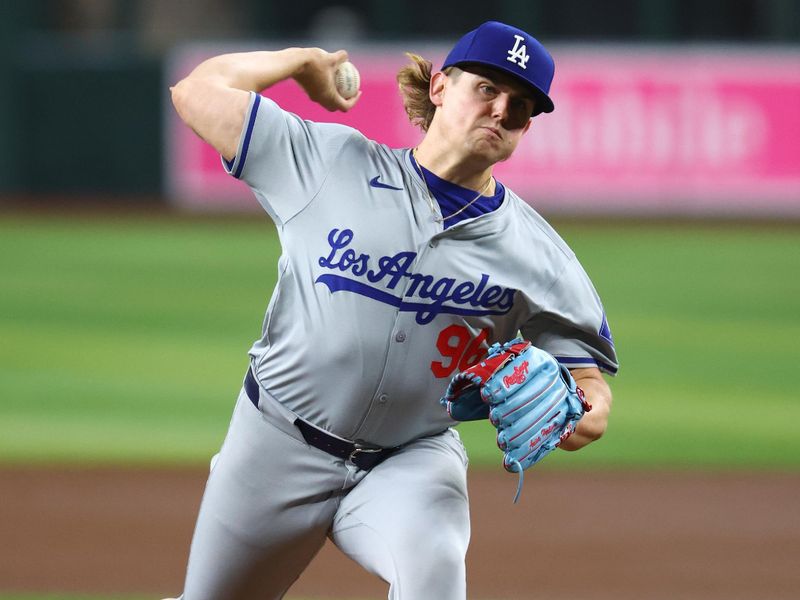 Apr 30, 2024; Phoenix, Arizona, USA; Los Angeles Dodgers pitcher Landon Knack against the Arizona Diamondbacks at Chase Field. Mandatory Credit: Mark J. Rebilas-USA TODAY Sports