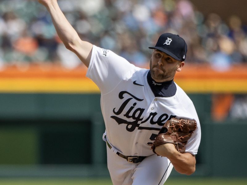 Aug 5, 2023; Detroit, Michigan, USA; Detroit Tigers relief pitcher Alex Lange (55) throws in the ninth inning against the Tampa Bay Rays at Comerica Park. Mandatory Credit: David Reginek-USA TODAY Sports