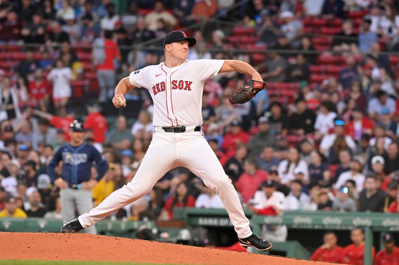 May 14, 2024; Boston, Massachusetts, USA; Boston Red Sox starting pitcher Nick Pivetta (37) pitches against the Tampa Bay Rays during the third inning at Fenway Park. Mandatory Credit: Eric Canha-USA TODAY Sports